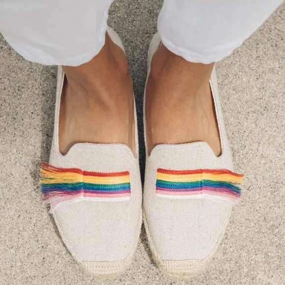 NWT SOLUDOS Rainbow Pride Espadrille Smoking Flats - Picture 5 of 13